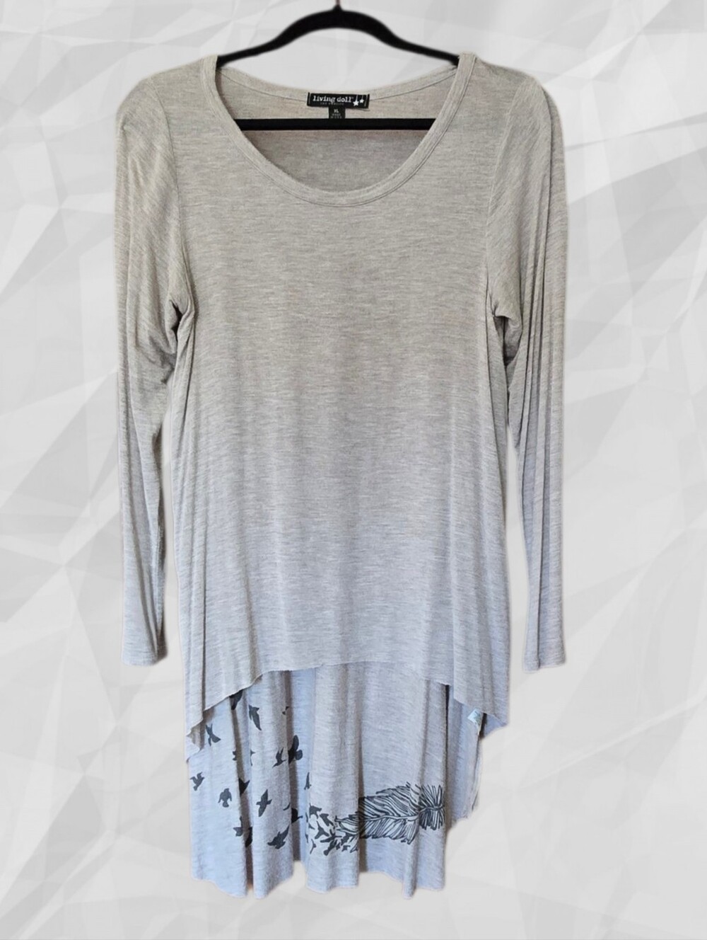 Living Doll Heather Gray Long-Sleeve High-Low Tunic Top